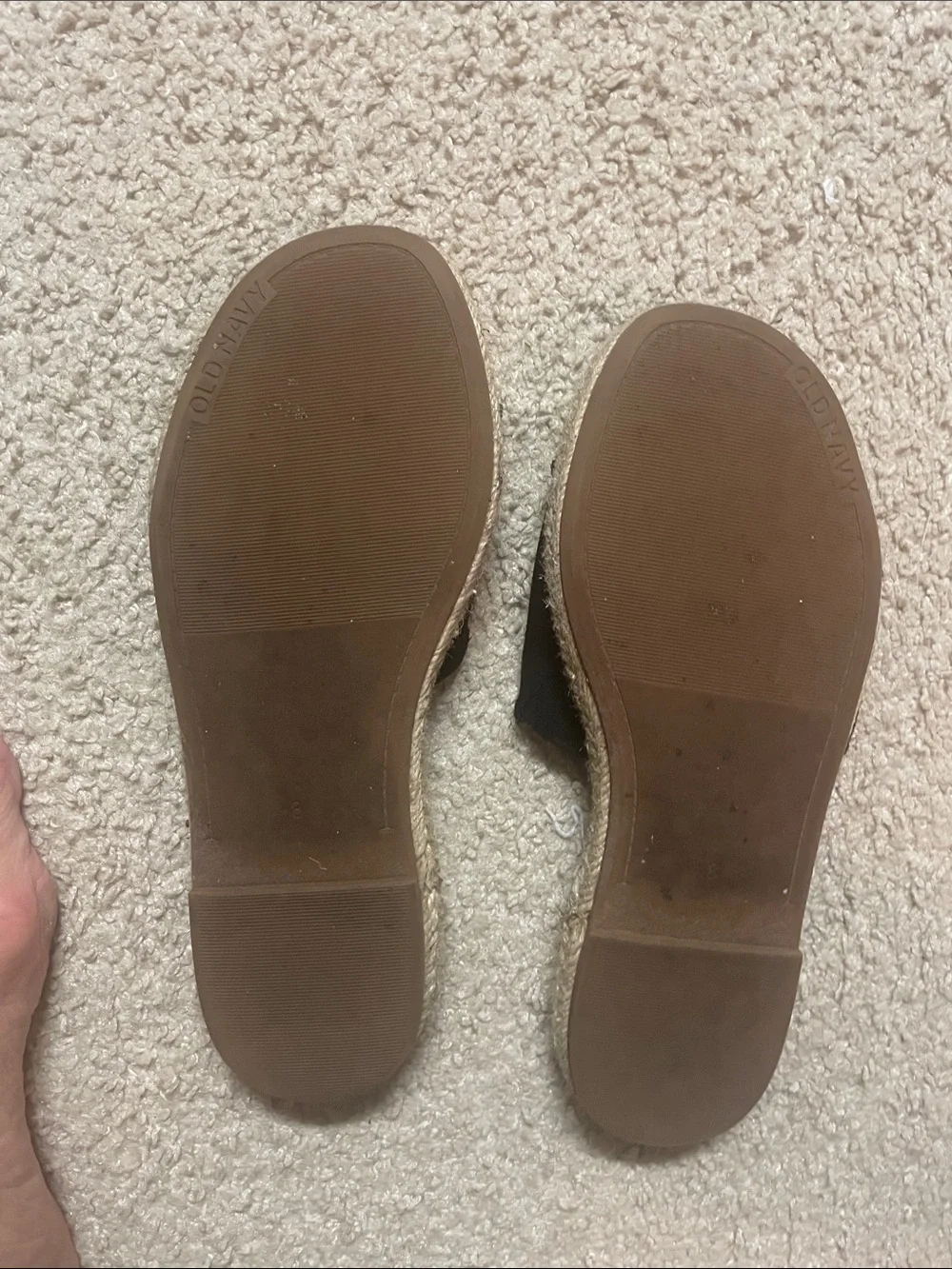 Old Navy Black Slide Espadrille Sandals with Jute Trim
